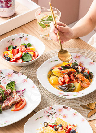 VEWEET ANNIE Set di piatti da tavola in ceramica porcellanata da 48 pezzi con ciotola, piatto da dessert, piatto da zuppa, piatto piano per 12 persone - riparo82