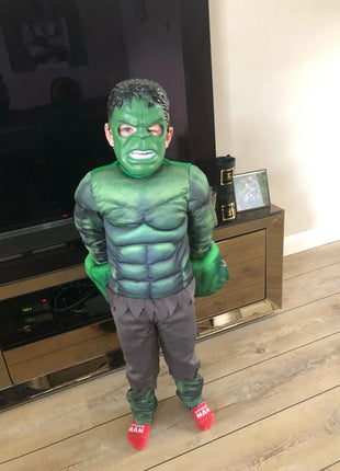 Nuovi ragazzi Hulk Costume da supereroe Hulk Cosplay Tuta muscolare Guanti Vestito Ragazze Costumi di carnevale di Halloween