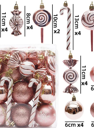 29/36/40 pezzi palla di Natale argento rosso albero di Natale pendenti appesi stampati sfere di Natale in oro a forma speciale 2024 nuovo - riparo82