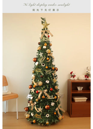 Albero di Natale incandescente Decorazione per albero di Natale artificiale pieghevole Ornamento natalizio floccato per esposizione spaziosa del festival del centro commerciale