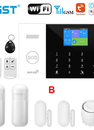 PGST Residential Tuya Smart Gsm Wifi Alarm System for Home Wireless Security Alarm House Smart Life App Control work with ALexa - Riparo82