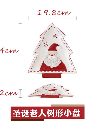 2025 Nuovo set di posate in ceramica dipinta a mano di Natale Piatto da bistecca di Natale carino Piatto piatto colorato sottosmalto in rilievo - riparo82