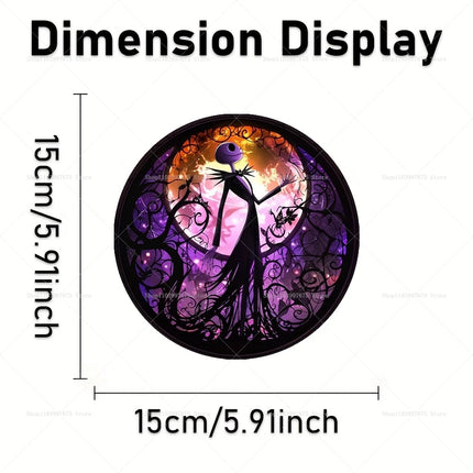 The Nightmare Before Christmas Jack Skellington Sun Catcher 2D Flat Acrylic Hanging Sign for Halloween Home Garden Wall Decor
