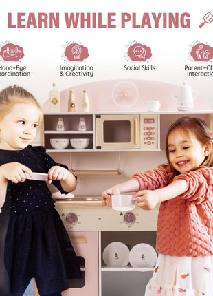 Robotime Robud Cucina in legno per bambini Cucina da gioco con caratteri di gioco Set da cucina per bambini Regalo per ragazze Ragazzi 3+ - riparo82