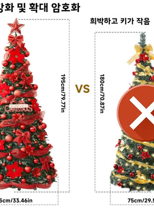 1.5M-2.25M Albero di Natale Allungabile PVC Floccato Albero di Natale Premium Denso Pino Artificiale Salvaspazio Pieghevole Ornamenti natalizi