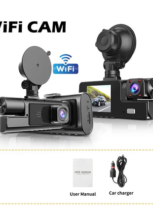 Null 3Channel Dash Cam WiFi 1080P Video Loop Recorder Car DVR Front Rear View Camera Night Vision Recorder Video Car Accessories - Riparo82