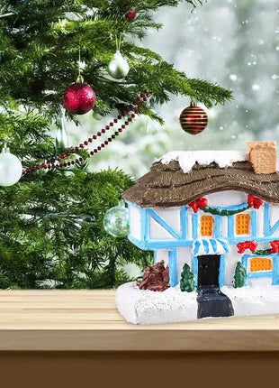 Resina natale LED scena luminosa casa della neve piccola casa del villaggio ornamento di natale decorazione bagliore regalo di capodanno 2023