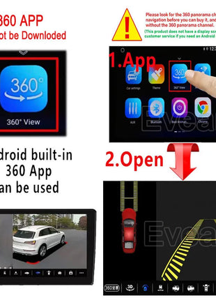 360° Panoramic System Camera 3D AHD 1080P 720P for Android Multimedia Screen,,Android Multimedia System with 360APP - Riparo82