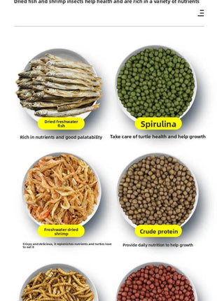 GEN CLIMB Turtle Food with Dried Shrimp&Mealworms-All-in-One Floating Pellets for Aquatic Turtles(Red-Eared Slider,Pond Turtle) - Riparo82