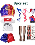 Natale Capodanno Carnevale Bambini Ragazze Suicide Harley Costumi Cosplay Squad Quinn Monster Joker Giacca Vestito adesivi per tatuaggi