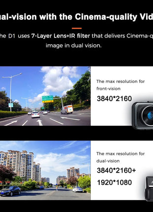 Dash Cam For Cars 4k Dual Camera Wifi Dashcam 24h Parking Monitor Front And Rear Dvr Night Vision Kamera Samochodowa Rejestrator - Riparo82