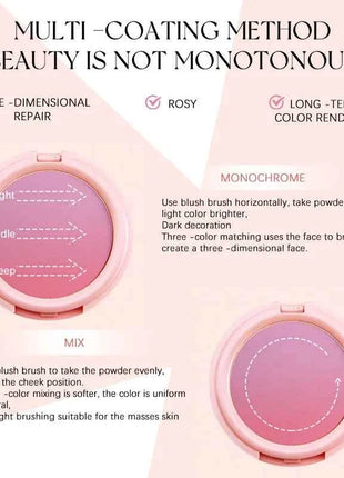 Vibrant Blush Palette, Multi-Color Gradient Design, Lightweight & Blendable Color, Face Cosmetics, With Easy-To-Use Mirror