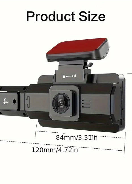 3 Inch 1080P Dual Lens Dash Cam For Cars, Front And Inside Full HD 1080P Car Camera With Loop Recording Night Vision Wide Angle - Riparo82