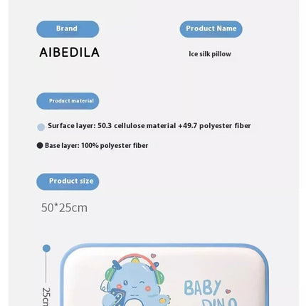 Children Sleeping Pillow For 0-6Y Kids Cartoon Panda Pillows Summer Breathable Cool Ice Silk Pillows Baby Bedding