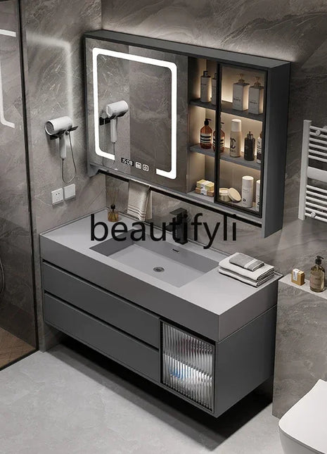 N178 C Combinazione di mobili da bagno per uso domestico, lavabo integrato, lastra di roccia, lavabo per il viso, lavabo per WC