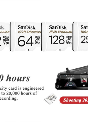 Scheda Micro SD originale SanDisk ad alta resistenza MicroSDHC 32GB V30 C10 MicroSDXC 64GB 128GB 256GB Scheda di memoria per Dash Camera