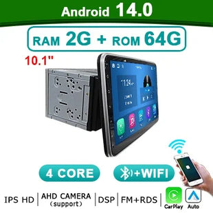 10 inch 2 DIN Android 14 Universal Multimedia Video Player, Car Radio, Wireless carplay android auto WiFi, GPS, Bluetooth, Audio - Riparo82