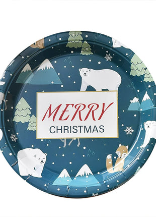 Piatti di buon Natale Babbo Natale Albero di Natale alce Piatti di carta rotondi usa e getta da 9 pollici Forniture per feste di Natale Decorazioni da tavola - riparo82