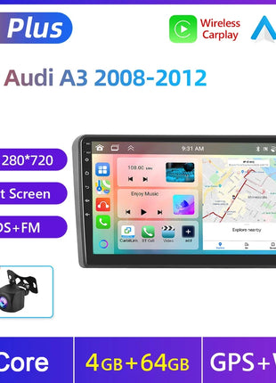 Podofo Android Carplay Car Radio For Audi A3 8P S3 RS3 Sportback 2003-2012 Android Auto 4G Multimedia Navigation autoradio DSP - Riparo82