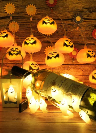 1.5M 10LED Halloween LED Light String Horror Eyeballs Pumpkin Spider Bat Skull Lamp Trick Or Treat Happy Halloween Party Decor - Riparo82