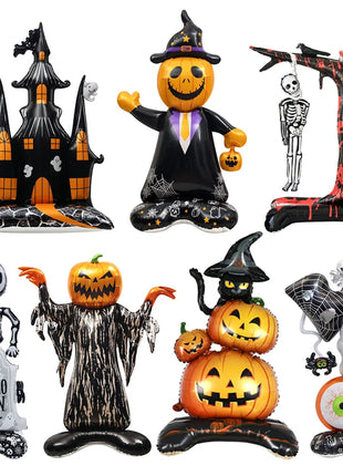 1pcs Halloween Giant Pumpkin Skeleton Standing Balloon House Witch Dead Tree Inflatable Foil Ballon Halloween Party Deco Supplie - Riparo82