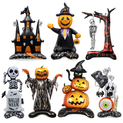 1pcs Halloween Giant Pumpkin Skeleton Standing Balloon House Witch Dead Tree Inflatable Foil Ballon Halloween Party Deco Supplie