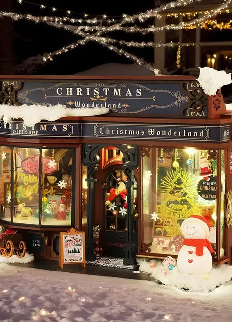 Kit casa delle bambole di buon Natale Kit piccola casa delle bambole Casa di Natale Miniature natalizie Kit casa delle bambole con albero di Natale e mobili