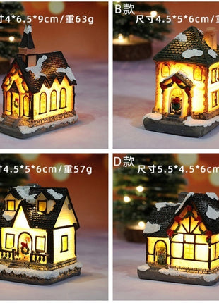Natale Nuove decorazioni natalizie Piccola casa in resina Micro paesaggio Casa in resina Piccoli ornamenti Regali di Natale