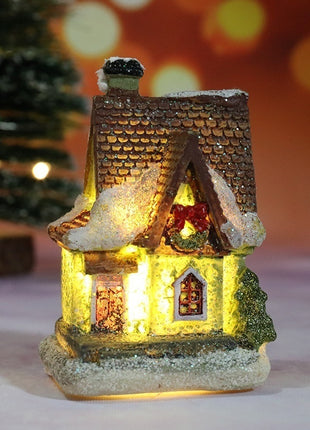 Natale Nuove decorazioni natalizie Piccola casa in resina Micro paesaggio Casa in resina Piccoli ornamenti Regali di Natale