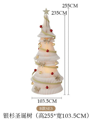Natale grande ornamento per albero di Natale 2 m di altezza pieghevole in carta bianca decorazione per albero di Natale finestra ornamento luminoso