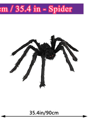 200cm Halloween Spiders Outdoor Decoration Halloween Plush Spiders Giant Spider for Indoor Outdoor Garden Party Decoration - Riparo82