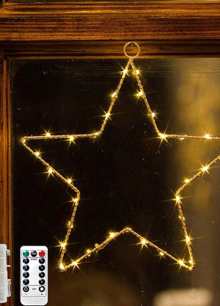 1 stringa di luci a stella a cinque punte, luci a stella a LED, luci a stella decorative con 8 modalità di illuminazione/decorazioni natalizie con timer