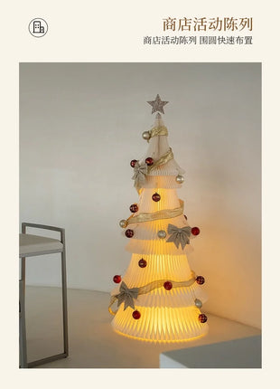 Natale grande ornamento per albero di Natale 2 m di altezza pieghevole in carta bianca decorazione per albero di Natale finestra ornamento luminoso