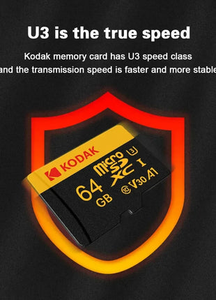 2 pezzi Kodak schede SD Micro TF originali 64 GB U3 V30 scheda Flash 4K scheda di memoria Full HD memoria TF per telefono/computer con adattatore SD