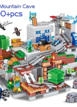 The Cave Village Mine Farm TreeHouse Deep Dark Battle Construccie Building Block Modello Giocattoli Fai da te per bambini Regalo di Natale