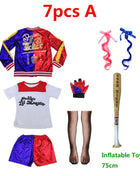 Top Quality Girls Suicide Harley Quinn Costumi Cosplay Squad Monster Giacca cucita Pantaloni Imposta Costume di Halloween