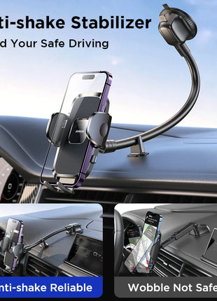 Dashboard Phone Holder for Car【360° Widest View】9in Flexible Long Arm, Universal Handsfree Auto Windshield Air Vent Phone Mount - Riparo82