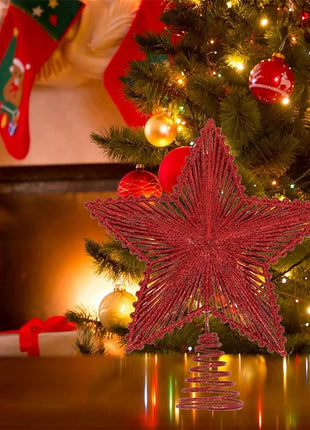 25 centimetri Albero Di Natale Top Glitter Oro Argento Stella Casa Ornamenti Per L'albero Di Natale Decorazione Di Natale Per La Casa 2024 Natal Capodanno 2025 - riparo82