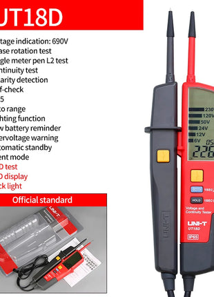 UNI-T Voltage Tester UT15C UT18C UT18D Voltage Detector Probes AC DC Digital Voltmeter 3 Phase Sequence Continuity Multimeter