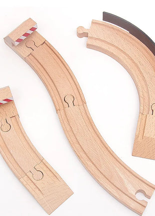 Nuovi tipi di parti di cingoli in legno Pista ferroviaria in legno di faggio Accessori per giocattoli adatti a tutte le marche Piste in legno Giocattoli per regali per bambini - riparo82
