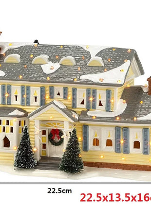 Casa natalizia in resina luminosa Casa per auto di Babbo Natale Decorazione per garage per le vacanze rurali Decorazione per il desktop Statua Regalo di Natale