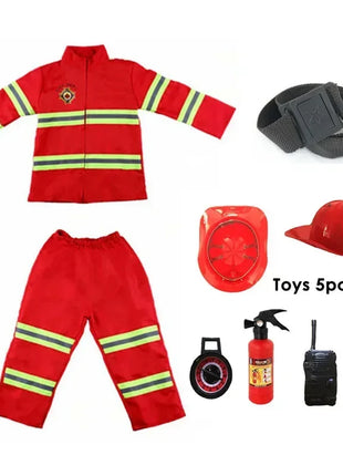 Costume cosplay da pompiere per bambini Ragazzi Ragazze Festa di carnevale di Halloween Sam Uniforme da pompiere Abbigliamento da lavoro Regalo di Natale