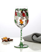 Bicchiere da vino con stampa natalizia Decorazioni natalizie Calice da vino rosso Disegno creativo a mano dipinto Home Party Festival Tazze Bar Set da vino - riparo82