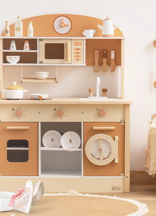 Robotime Robud Cucina in legno per bambini Cucina da gioco con caratteri di gioco Set da cucina per bambini Regalo per ragazze Ragazzi 3+ - riparo82