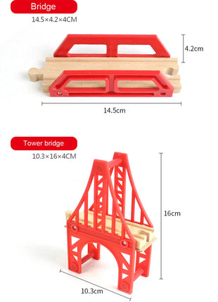 Tutti i tipi di binari del treno in legno Accessori Binari ferroviari in legno di faggio Ponte in legno Tunnel adatto per binari in legno Giocattoli per bambini - riparo82