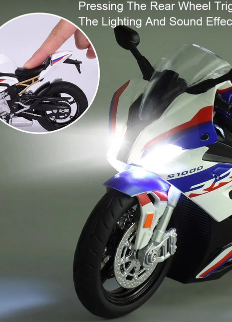 1:12 S1000RR Modello Moto Kawazaki NINJA H2R Giocattoli Pressofuso Suono Luce Assorbimento Degli Urti Simulazione Moto Ragazzo Regalo - riparo82