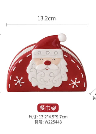 Set di piatti di Babbo Natale dipinti a mano nordici Set di stoviglie per tazze d'acqua con teiera sigillata in ceramica a rilievo rosso - riparo82