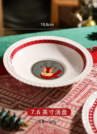 Posate natalizie Simpatico piatto Dim Sum in ceramica Piatto alimentare occidentale Regalo di Natale creativo - riparo82