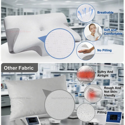 Cervical Support Pillow Memory Foam Neck Pillow for Pain Relief Non Collapse Ergonomic Pillow for Sleeping Travel Home Use