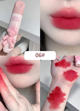 Gegebear Bear Lip Glaze Matte Velvet Lipstick Long-lasting Whitening Lip Cream Lip Mud - Riparo82